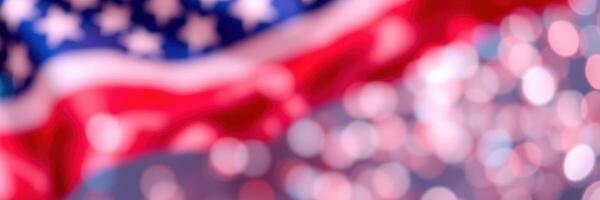 Patriotic display of the American flag with bokeh effect during a festive event celebrating national pride photo