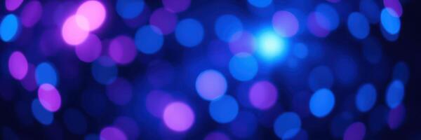 Vibrant bokeh lights create a captivating background with blue and purple hues during an evening event photo