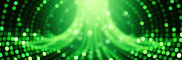 Vibrant green abstract background with glowing dots creating a dynamic wave effect during a digital display event photo