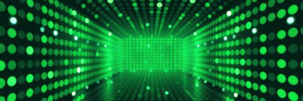 Vibrant green light display creates an immersive atmosphere in a modern event space photo