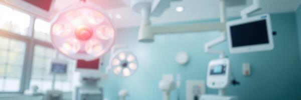 Modern surgical room equipped with advanced technology and bright lighting for efficient medical procedures photo