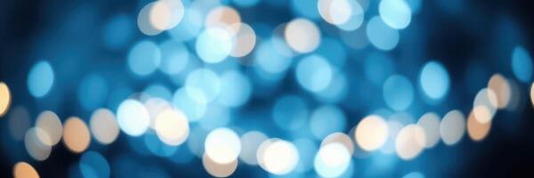 Vibrant blue and gold bokeh lights create a festive atmosphere during a nighttime celebration photo
