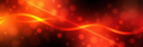 Bright orange and red abstract background with glowing lines and soft bokeh lights in dark surroundings photo