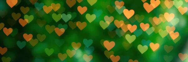 Colorful hearts create a whimsical atmosphere in a vibrant green background photo