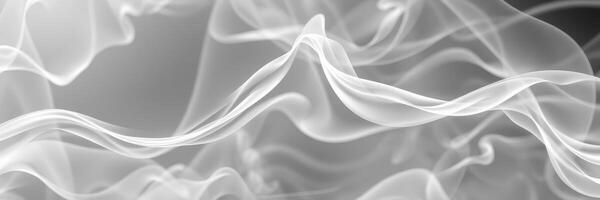 Ethereal white smoke curls gracefully against a soft gray background in a serene, minimalist composition photo