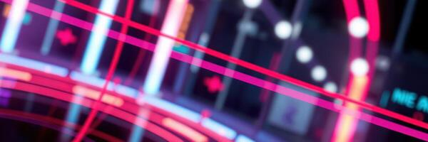 Colorful neon lights illuminate a modern digital interface showcasing vibrant patterns and designs photo