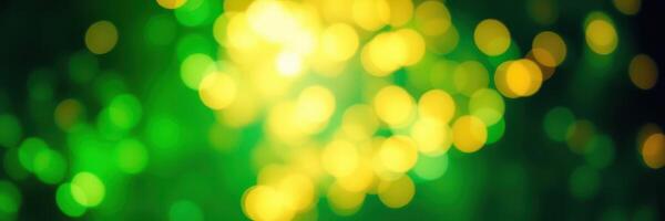 Colorful bokeh lights create a festive atmosphere during a celebration in a vibrant green and gold color scheme photo