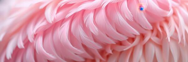 Close-up view of delicate pink feathers of a flamingo displaying intricate texture and details in natural habitat photo