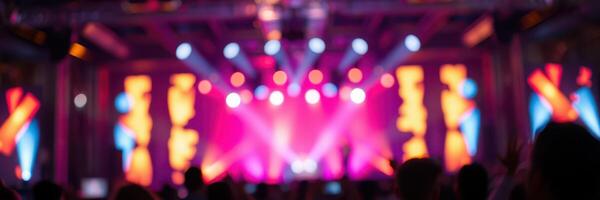 Colorful lights and energetic atmosphere fill the venue during an exciting music performance at night photo