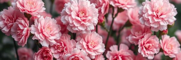 Bright pink carnations bloom in a vibrant garden during spring season showcasing their beauty and freshness photo
