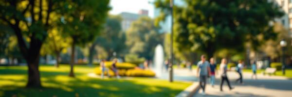 Vibrant park setting with people enjoying outdoor activities in the afternoon light photo