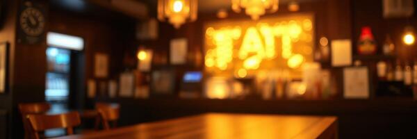 Cozy interior of a cafe with warm lighting and inviting atmosphere in the evening photo