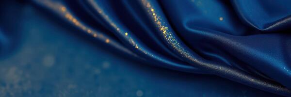 Vibrant blue silk fabric with shimmering texture and gentle folds capturing light at an indoor setting photo