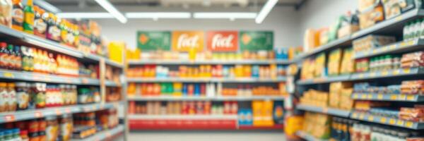 Shopping aisle filled with various grocery products in a well-stocked store during daylight hours photo