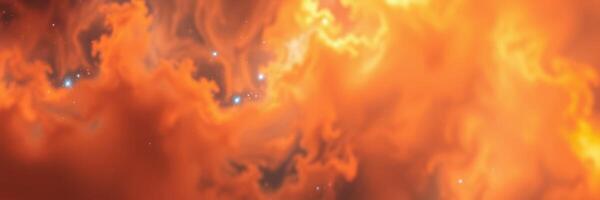 Swirling clouds of orange and yellow gas illuminate the vastness of space in a stunning cosmic display photo