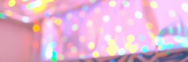 Colorful bokeh lights illuminated in a festive atmosphere during a celebration at home photo