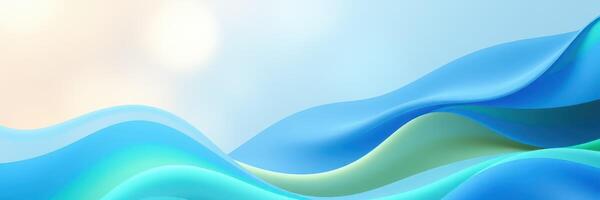 Vibrant blue and green waves flowing gracefully under a soft sky photo
