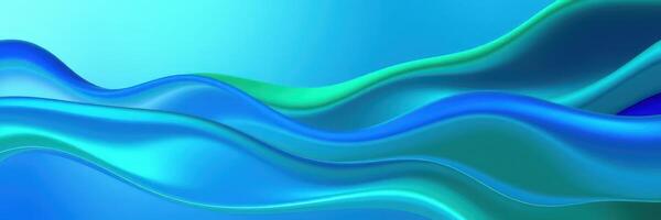 Abstract design featuring flowing waves in shades of blue and green showcasing smooth curves and gradients photo