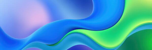 Colorful abstract wave patterns create a dynamic design in blue and green hues, enhancing visual interest in digital art photo