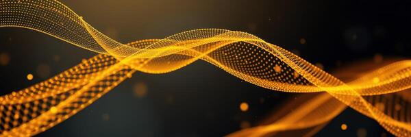 Golden waves of light flowing smoothly against a dark background creating a mesmerizing visual effect photo