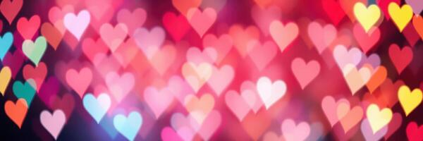 Colorful heart-shaped lights create a festive atmosphere for romantic celebrations in an urban setting photo