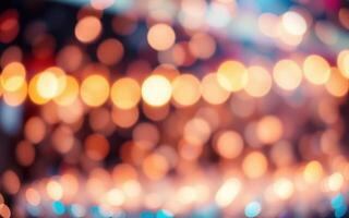 Colorful bokeh lights create a festive atmosphere during a night event at an outdoor venue photo
