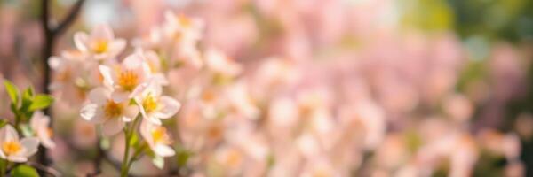 Beautiful pink flowers blooming in a garden during springtime afternoon photo