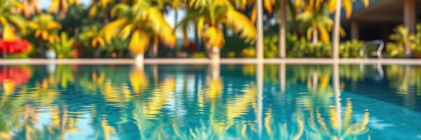 Tranquil waters reflect palm trees in a vibrant tropical oasis during a sunny day photo