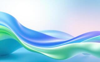 Smooth flowing shapes blend in shades of blue and green against a soft background photo