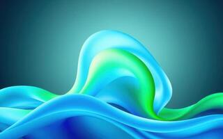 Colorful abstract wave formation on a gradient background showcasing vibrant shades of blue and green photo