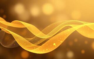 Golden abstract waves flow gracefully across a shimmering background with sparkling light effects during a serene moment photo