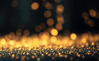 Golden bokeh lights create a dreamy atmosphere in a soft, blurred background during nighttime photo