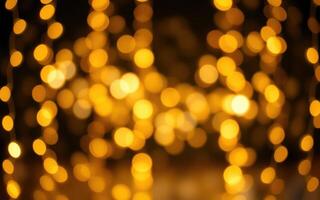Golden bokeh lights create a warm and festive atmosphere for celebrations and events in a cozy indoor setting photo