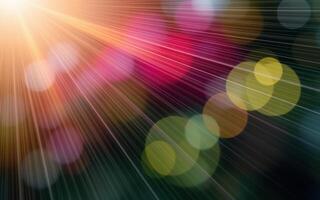 Colorful bokeh lights create a magical atmosphere during a sunny afternoon in a serene garden photo
