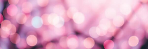 Soft pink bokeh lights create a dreamy atmosphere in a spring garden during sunset photo