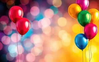 Colorful balloons with vibrant background suitable for celebrations or parties photo