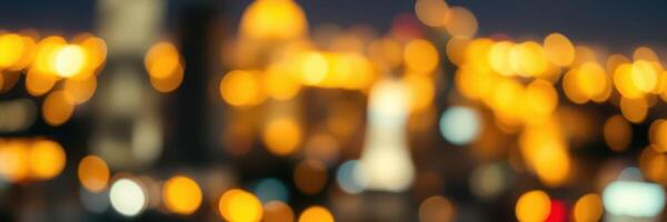 City skyline illuminated by vibrant night lights during a clear evening photo