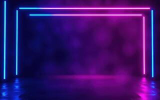 Neon lights create a vibrant atmosphere in a dark space for artistic expression during a performance photo