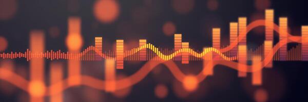 Sound waves visualization with vibrant orange tones creating a dynamic representation of audio frequency photo