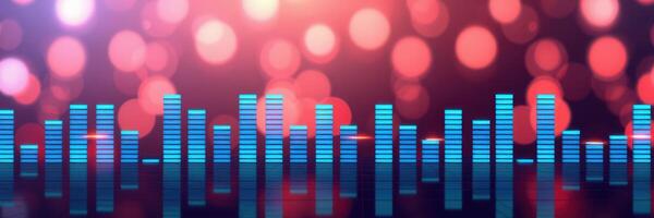 Colorful sound wave visualization with vibrant lights creating an energetic atmosphere for music events photo