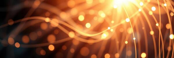 Abstract light trails create a warm and dynamic atmosphere with glowing particles and swirls in a dark setting photo