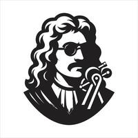 Sir Isaac Newton Mathematician and Physicist in Lab Experiment Free Illustration Silhouette vector