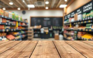 Shelf display in a grocery store showing vibrant products and a busy shopping environment during daytime photo