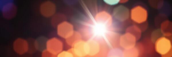 Colorful light bokeh effect creating a vibrant and warm atmosphere during an evening event in a urban setting photo