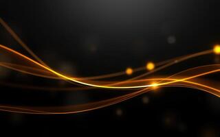 Golden light waves create an elegant abstract background with flowing patterns in a dark setting photo