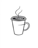 Steaming cup of coffee with swirling aroma rising in a simple line drawing style photo