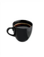 Black coffee cup filled with dark brew on a simple background during morning hours photo