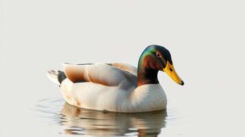 Mallard duck swimming gracefully in calm waters during a clear day photo