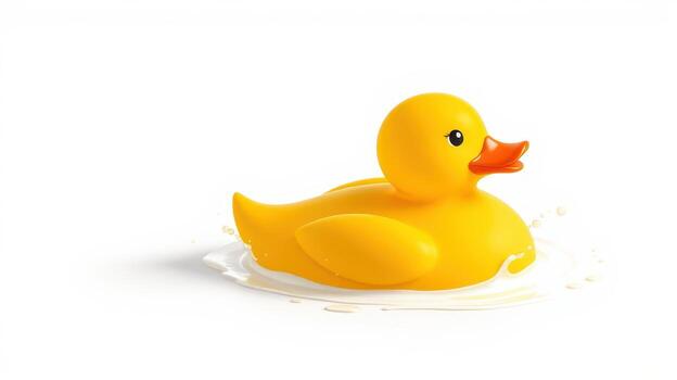 Bright yellow rubber duck floating on water in a playful environment with a cheerful and fun atmosphere photo
