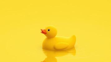 Bright yellow rubber duck floats in a vibrant yellow background, creating a cheerful and playful atmosphere photo